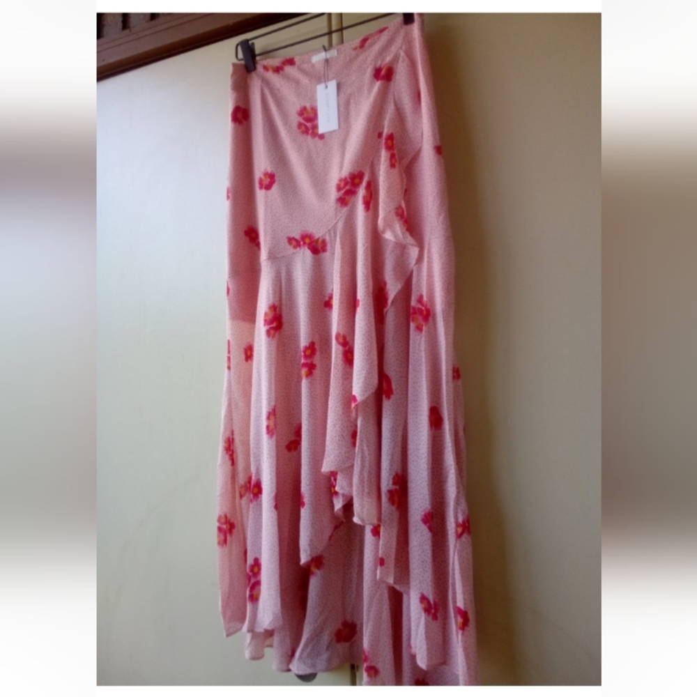 SugarLips Asymmetrical Pink Floral Ruffle Layered Skirt MEDIUM NEW - Picture 5 of 16